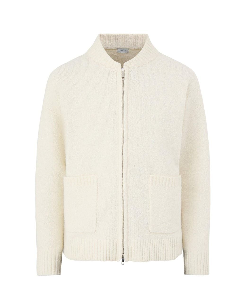 Pretty Lavish White Camille Acrylic Knit Bomber –