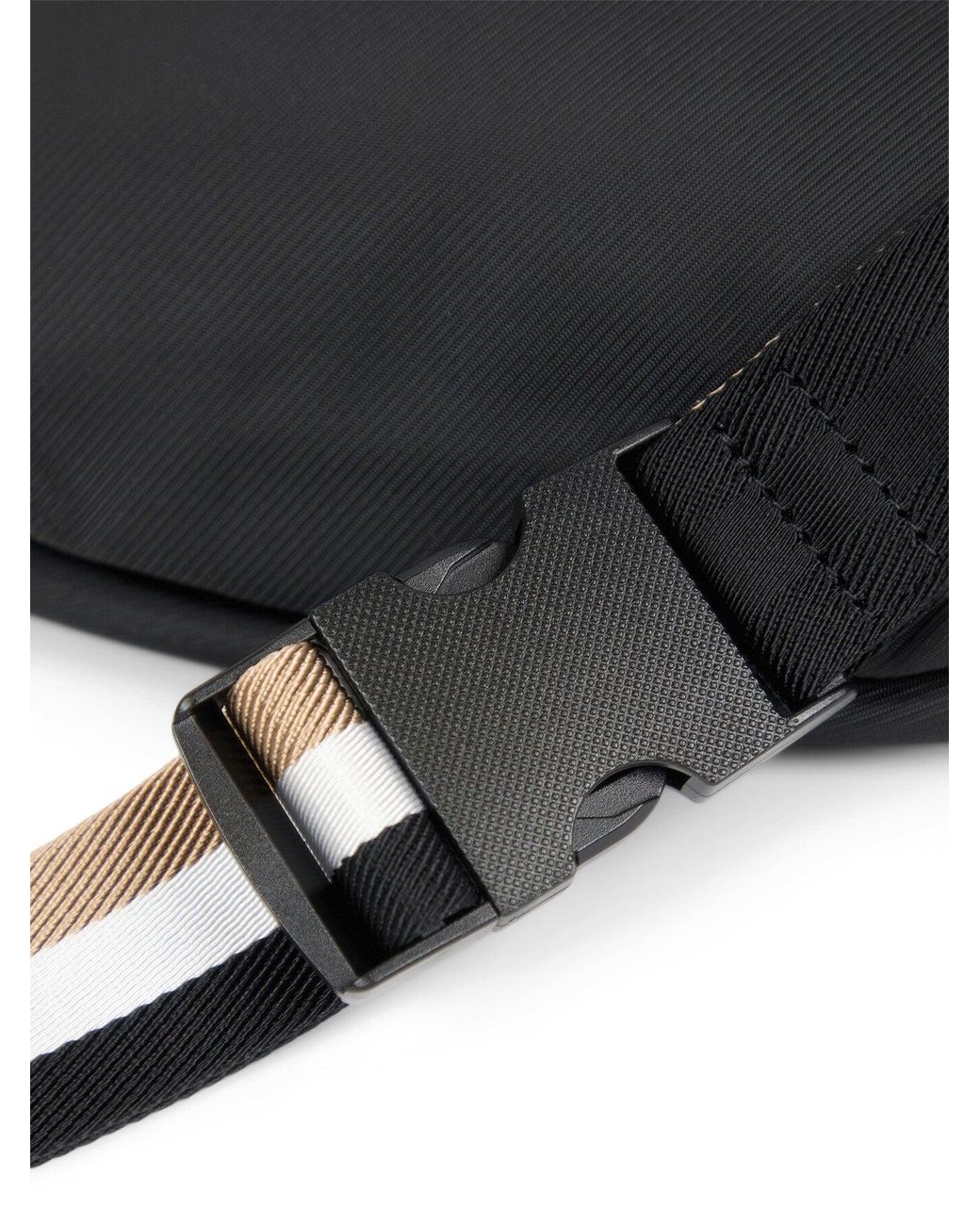 Boss Black Structured Belt Bag With Contrast Logo for men