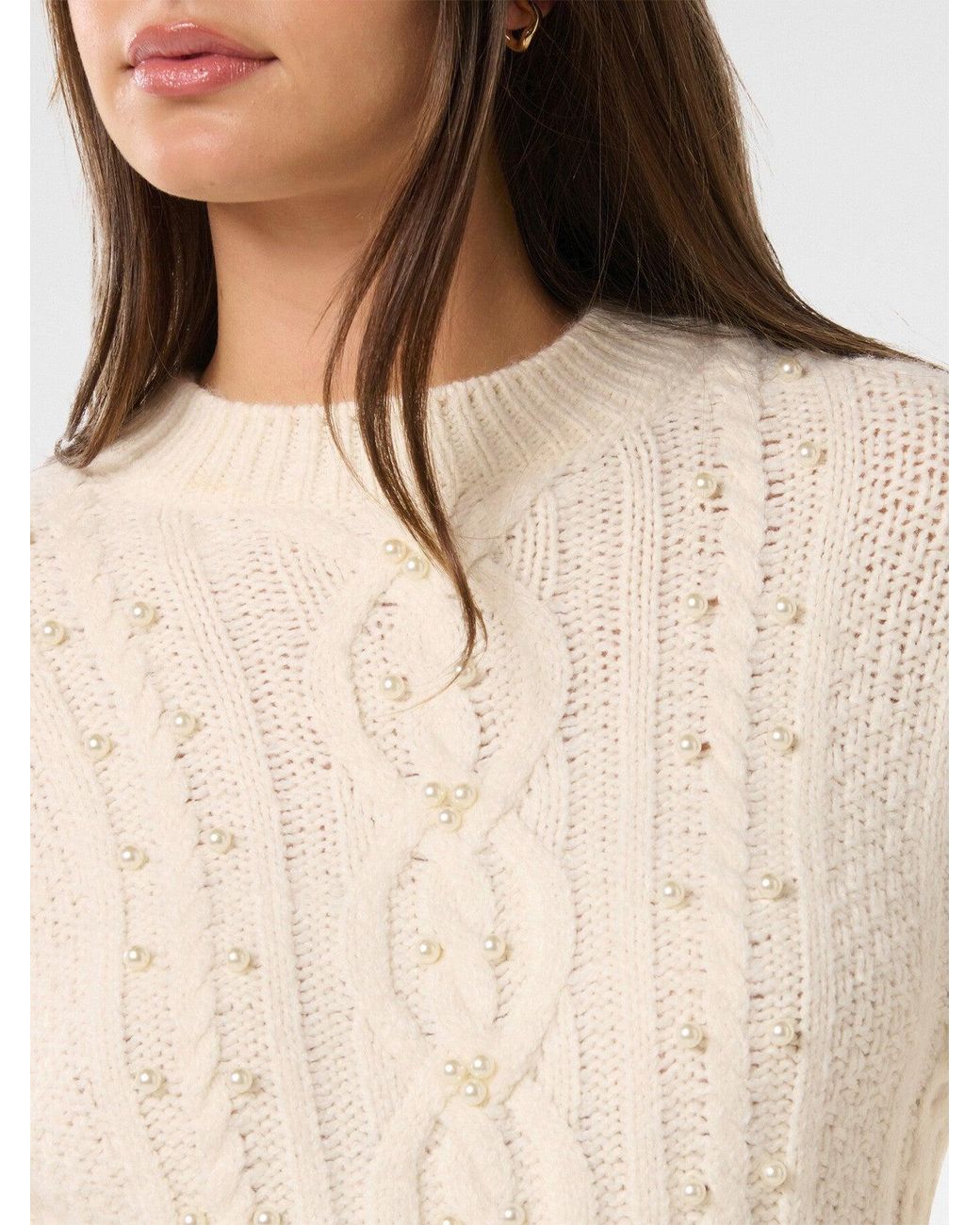 Forever New White Women's Marie Pearl Embellished Sweater