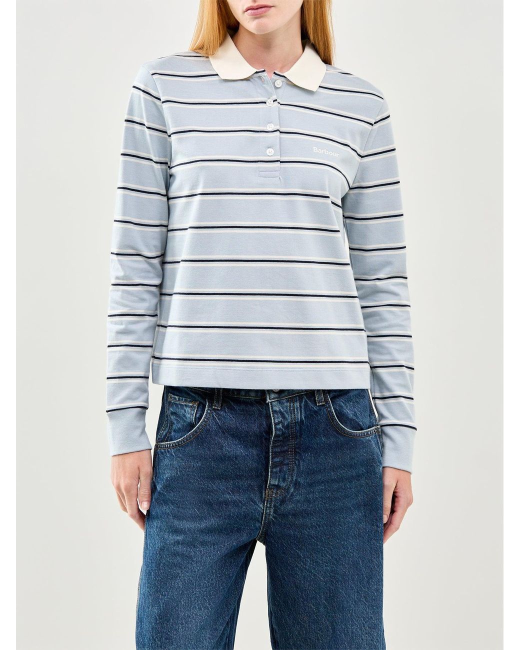 Barbour Blue Ashwell Long Sleeve Polo Top