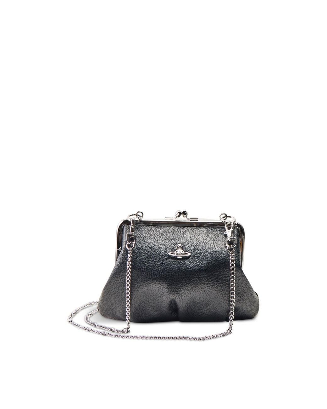 Vivienne Westwood Black Granny Frame Vegan Top Handle Bag