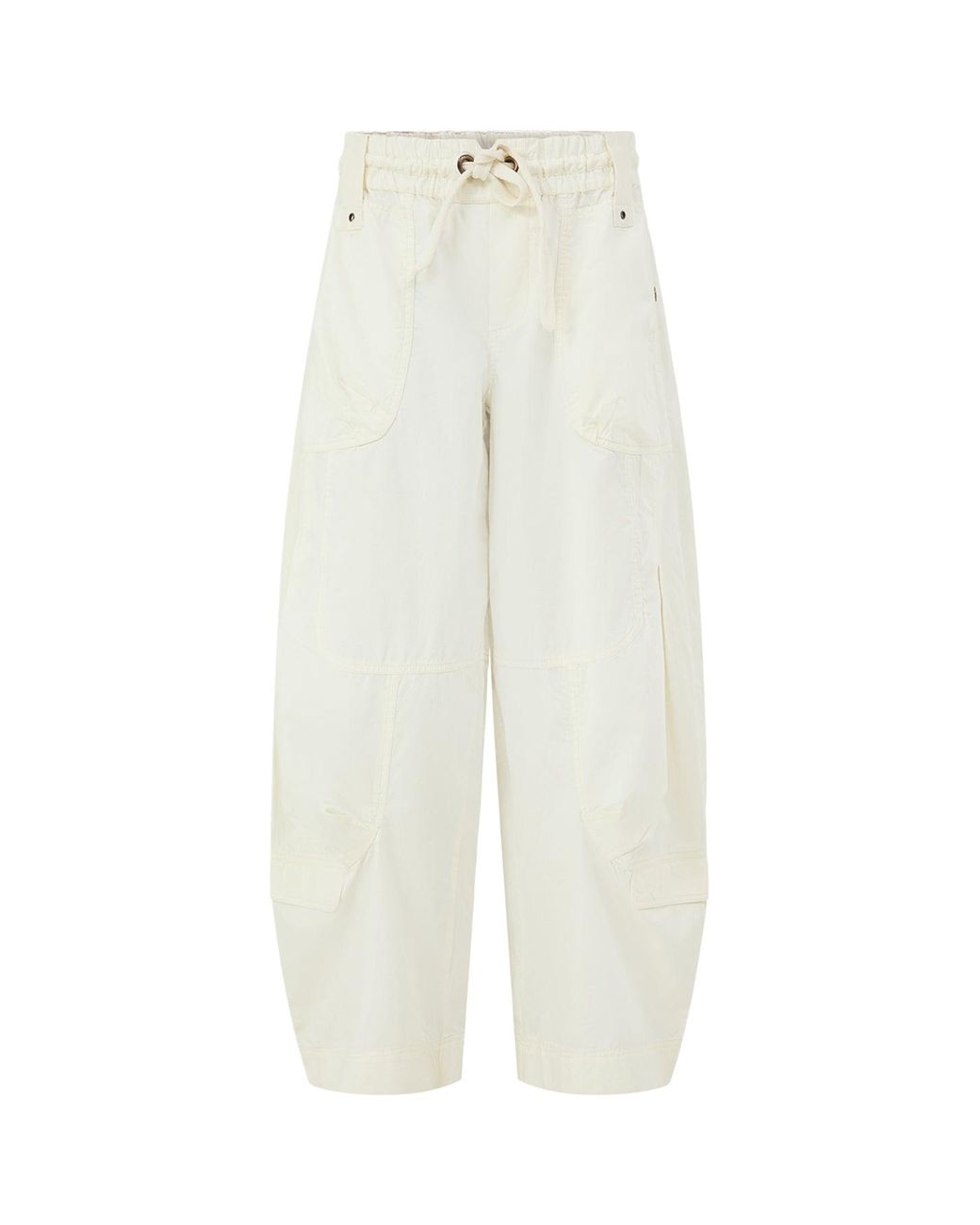 Free People White Onset Parachute Trousers