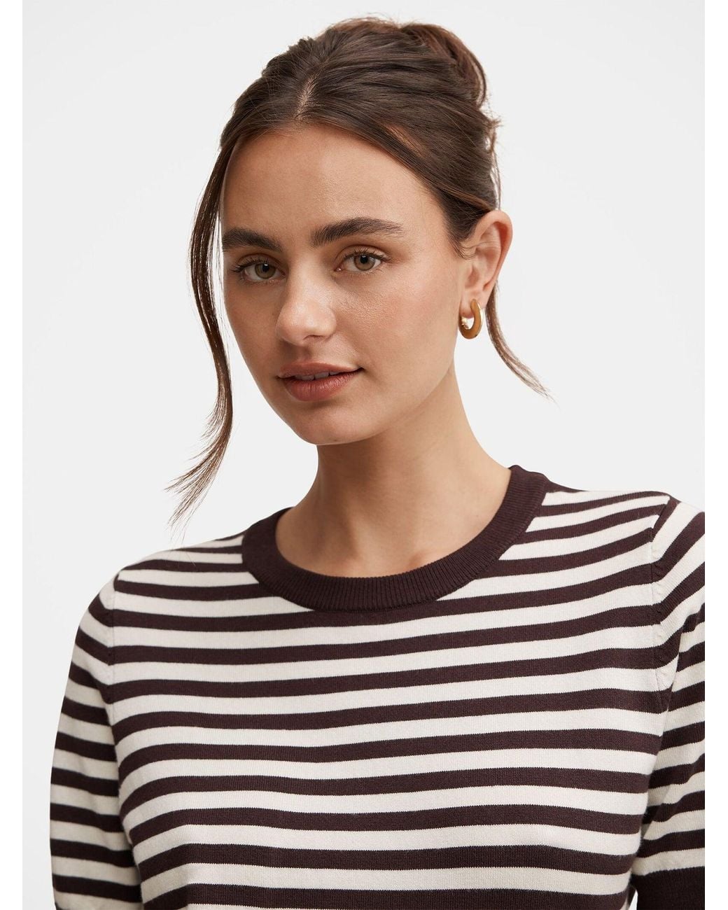 Forever New Brown Maisie Striped Short-Sleeved T-Shirt
