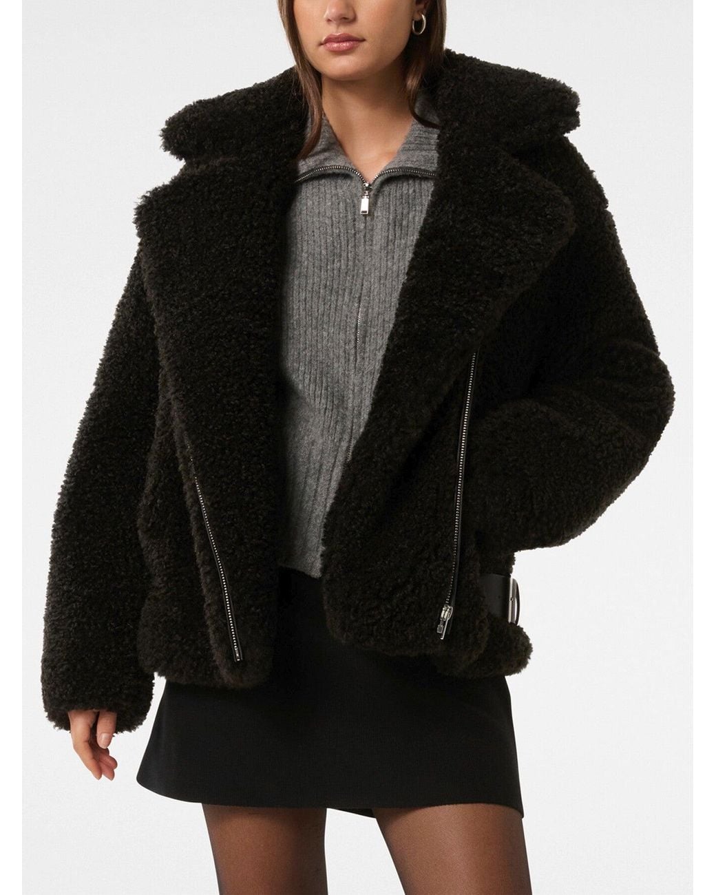 Forever New Black Women's Belle Faux Fur Aviator Jacket