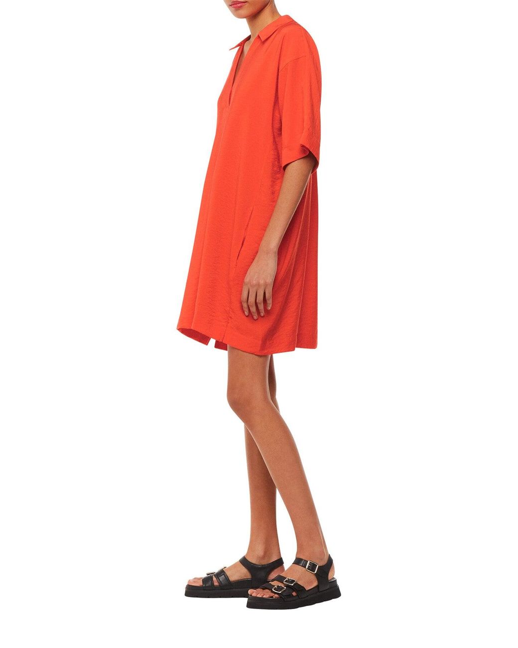 Whistles Melanie Collared Relaxed-Fit Woven Mini Dress