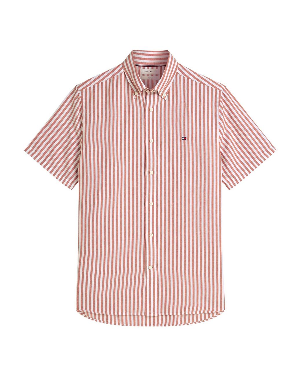 Tommy Hilfiger Pink Regular Blend Bengal Stripe Short Sleeve Shirt for men