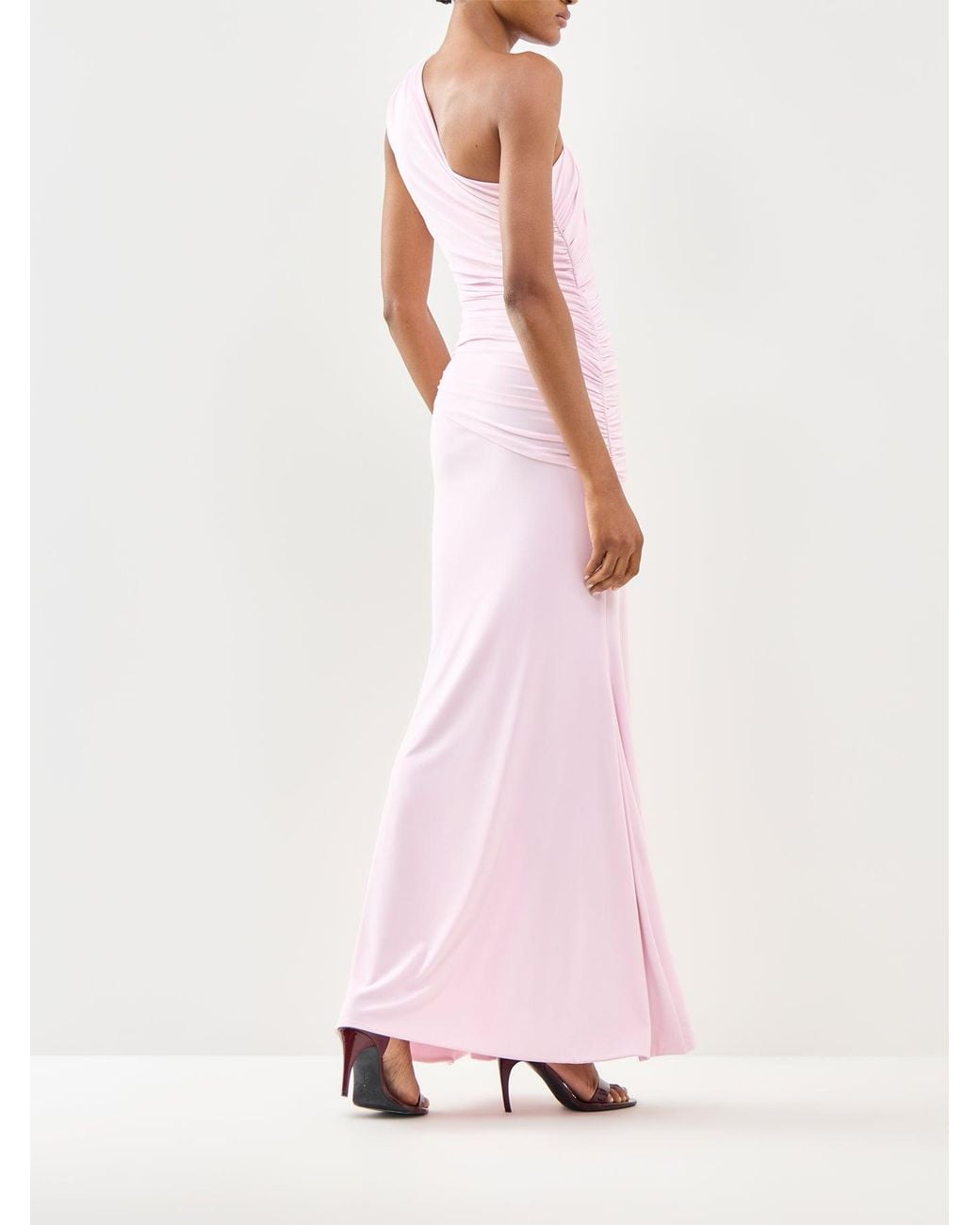 Club L London Pink Mardi One Shoulder Gown