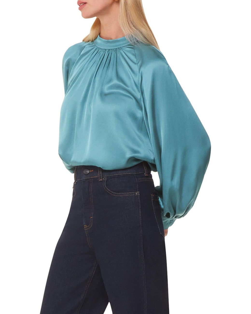 Whistles Blue Women's Lea Satin Blouse