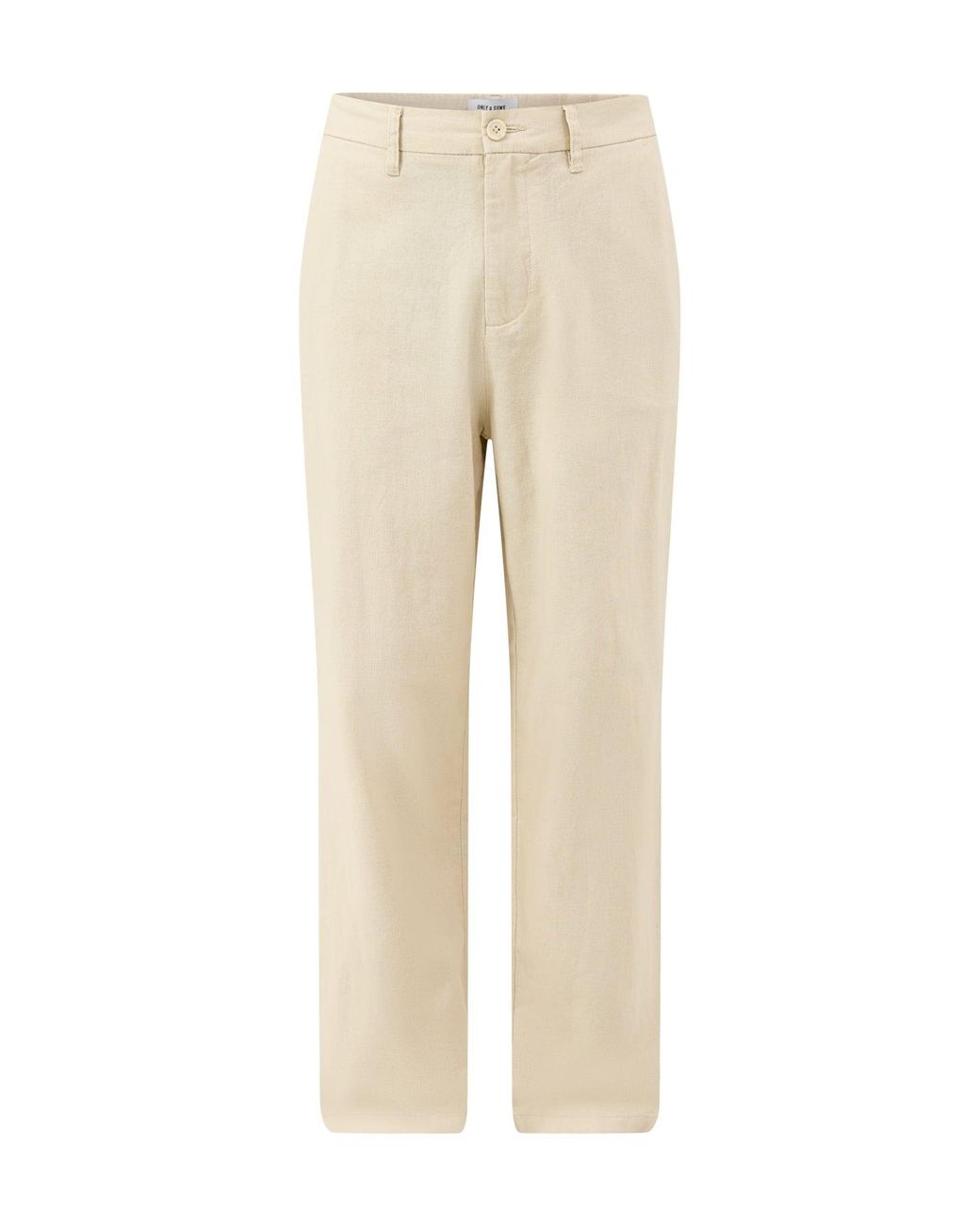 Only & Sons Natural Bob Cotton Linen Loose Trousers for men