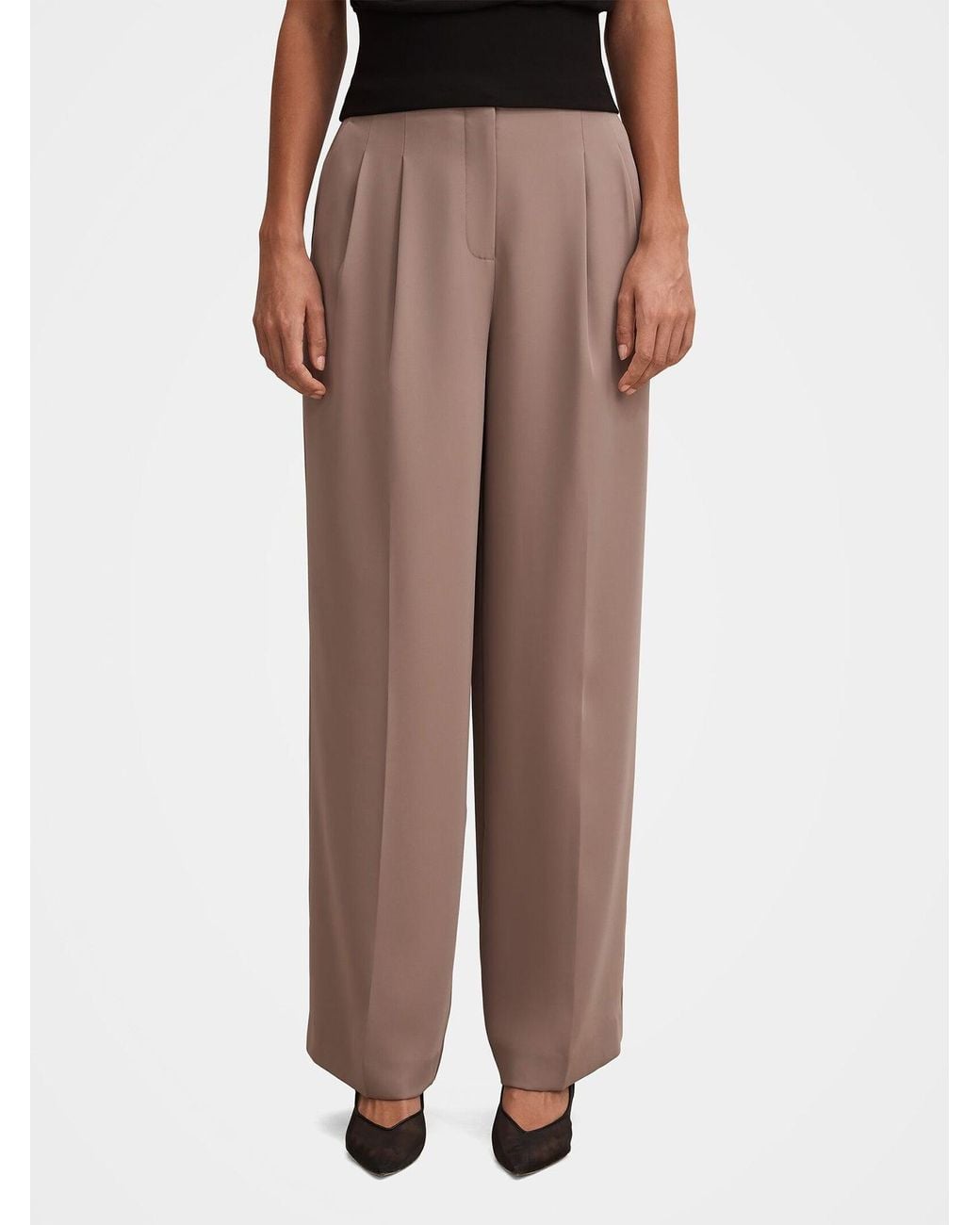 Forever New Brown Julia Pleated Wide Leg Pants
