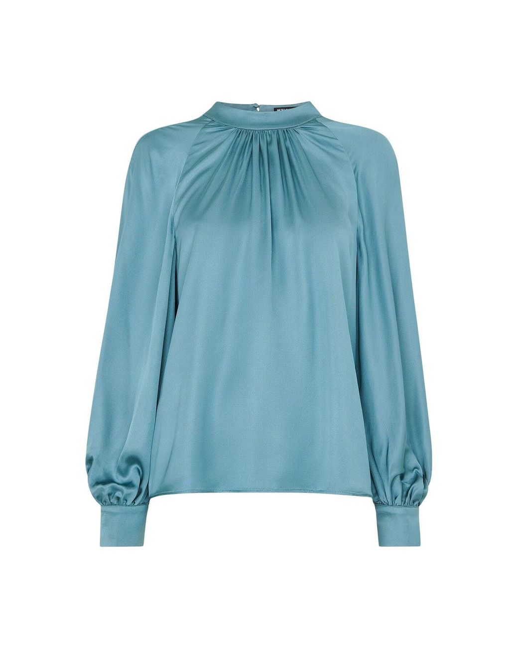 Whistles Blue Women's Lea Satin Blouse