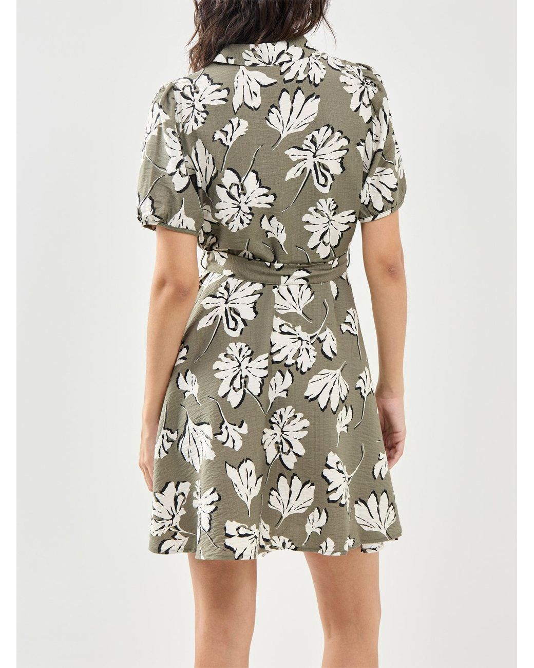 Vero Moda Green Short Shirt Dress Floral Print