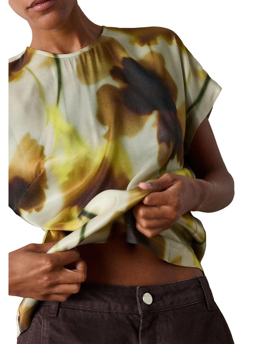 Whistles Green Floral Stem Blouse, Viscose