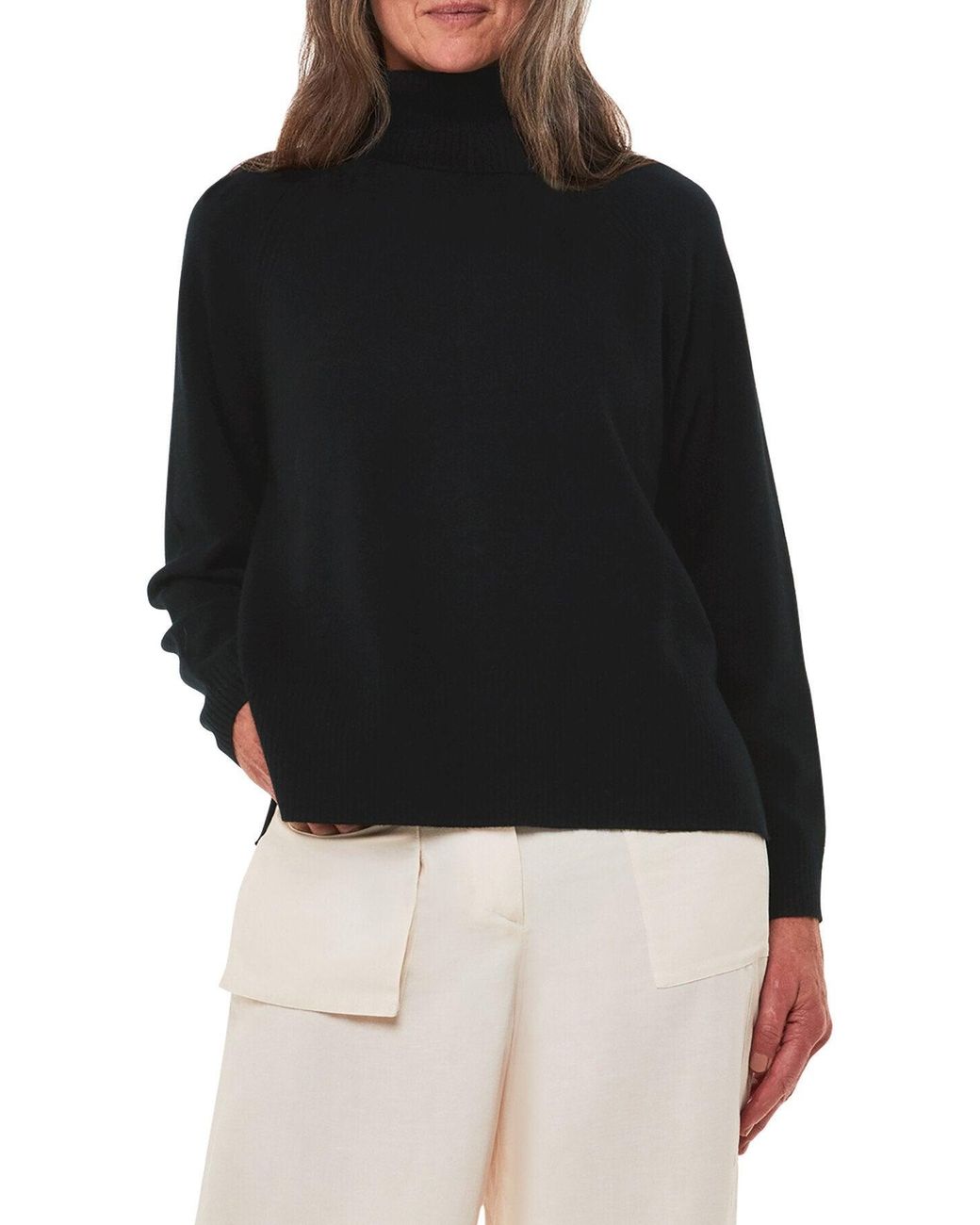 Whistles Black Women's Cashmere Roll Neck