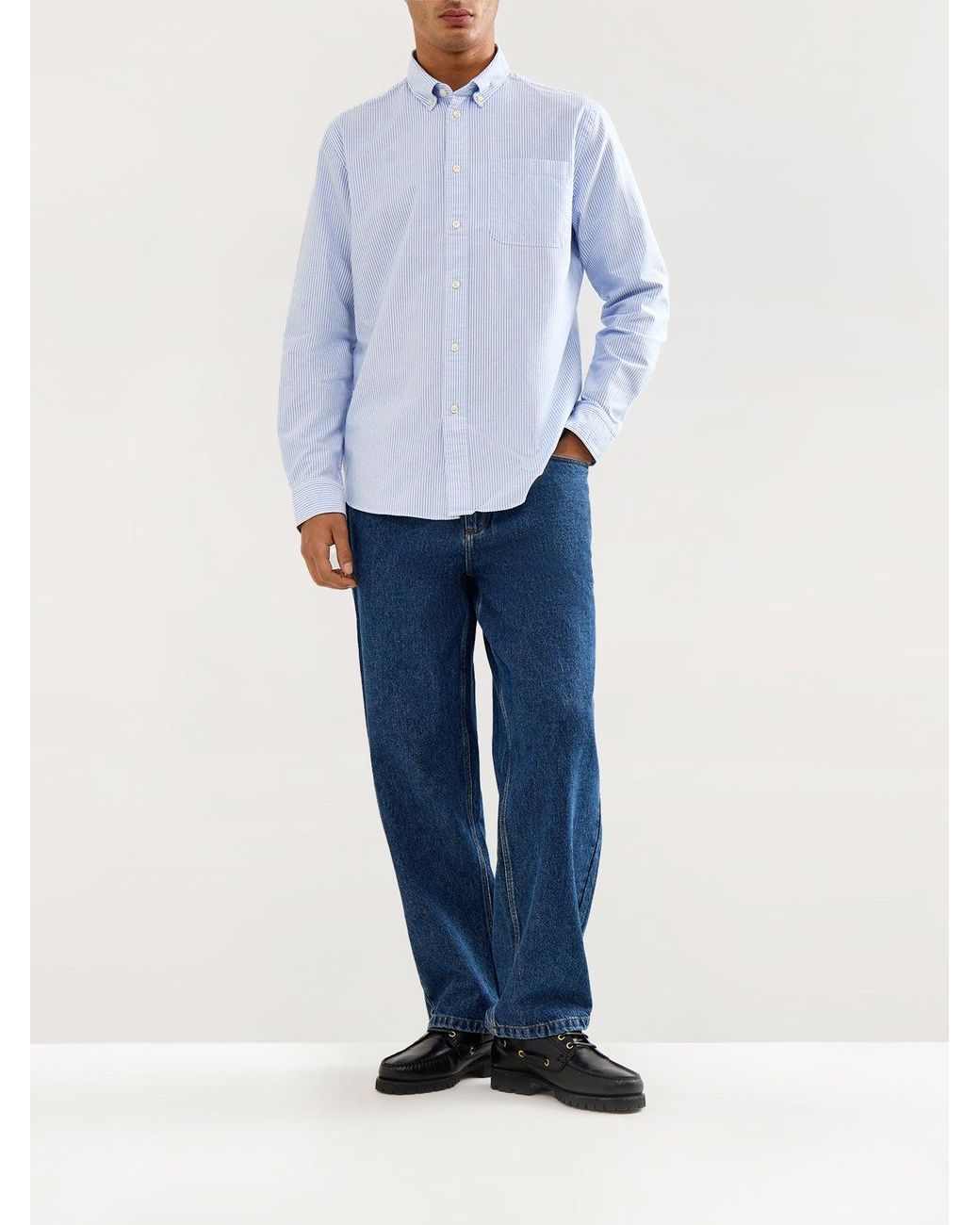 SELECTED Blue Oxford Shirt Sky Stripe for men
