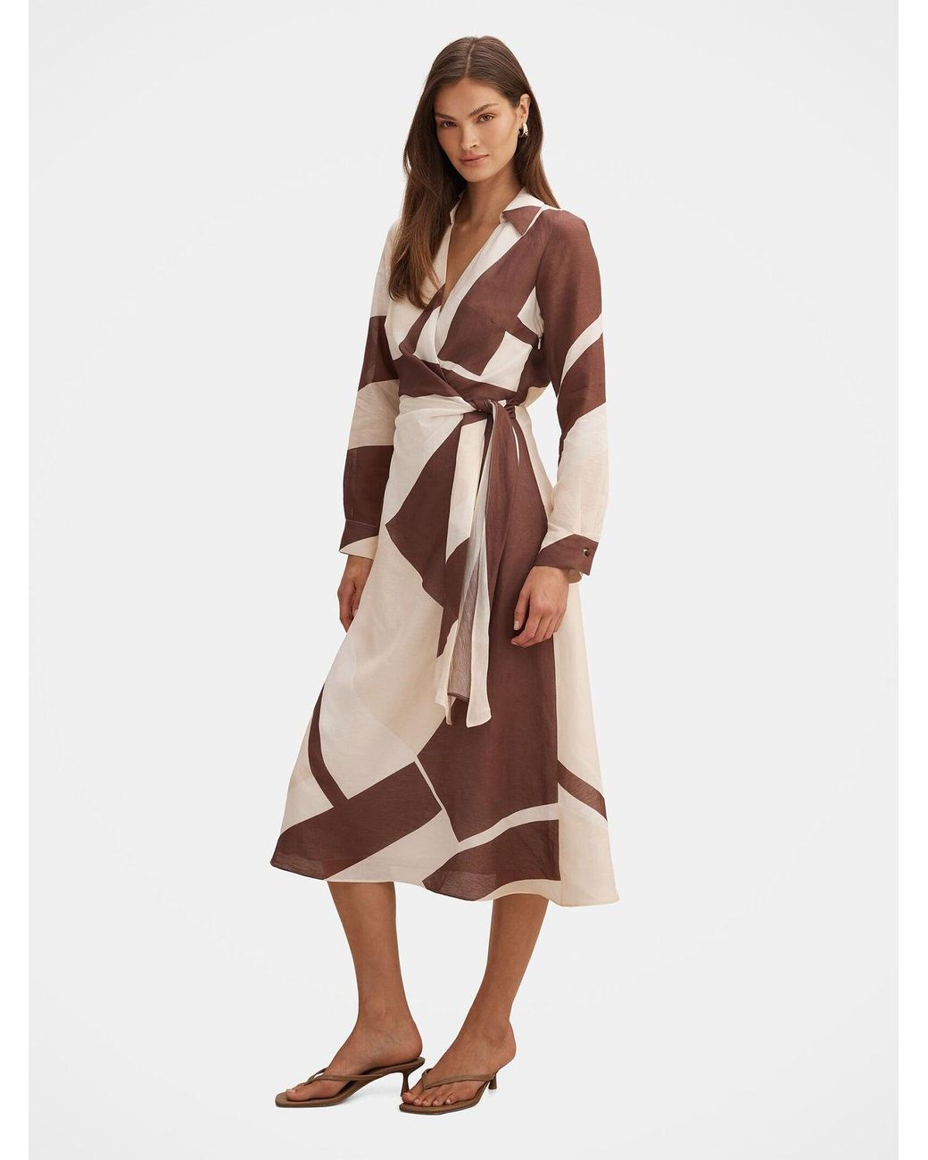 Forever New Natural Angelina Tie Midi Dress Multi