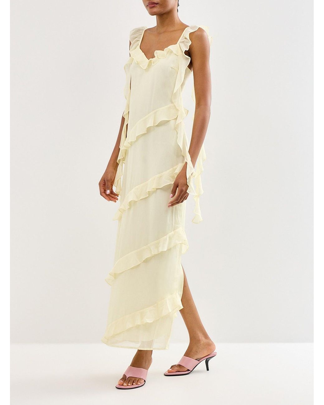 Pretty Lavish White Rue Ruffle Maxi Dress