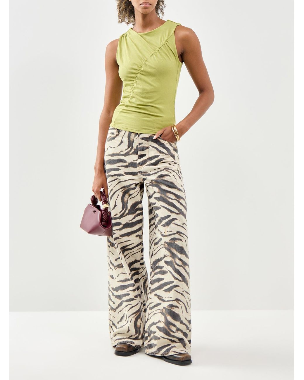 Nobody's Child Green Sleeveless Ruched Top