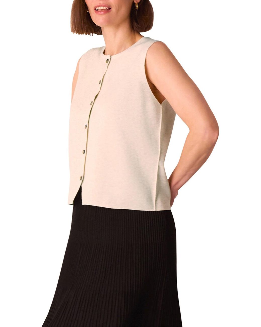 Whistles Natural Lucy Button Front Knit Tank