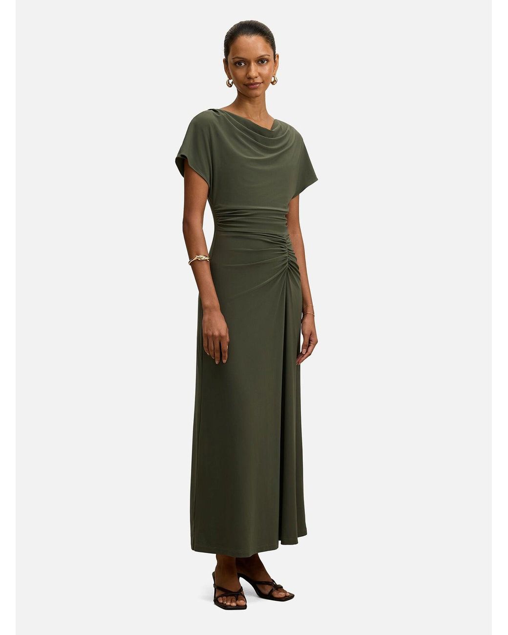 Forever New Green Tahnee Petite Ruched Waist Midi Dress