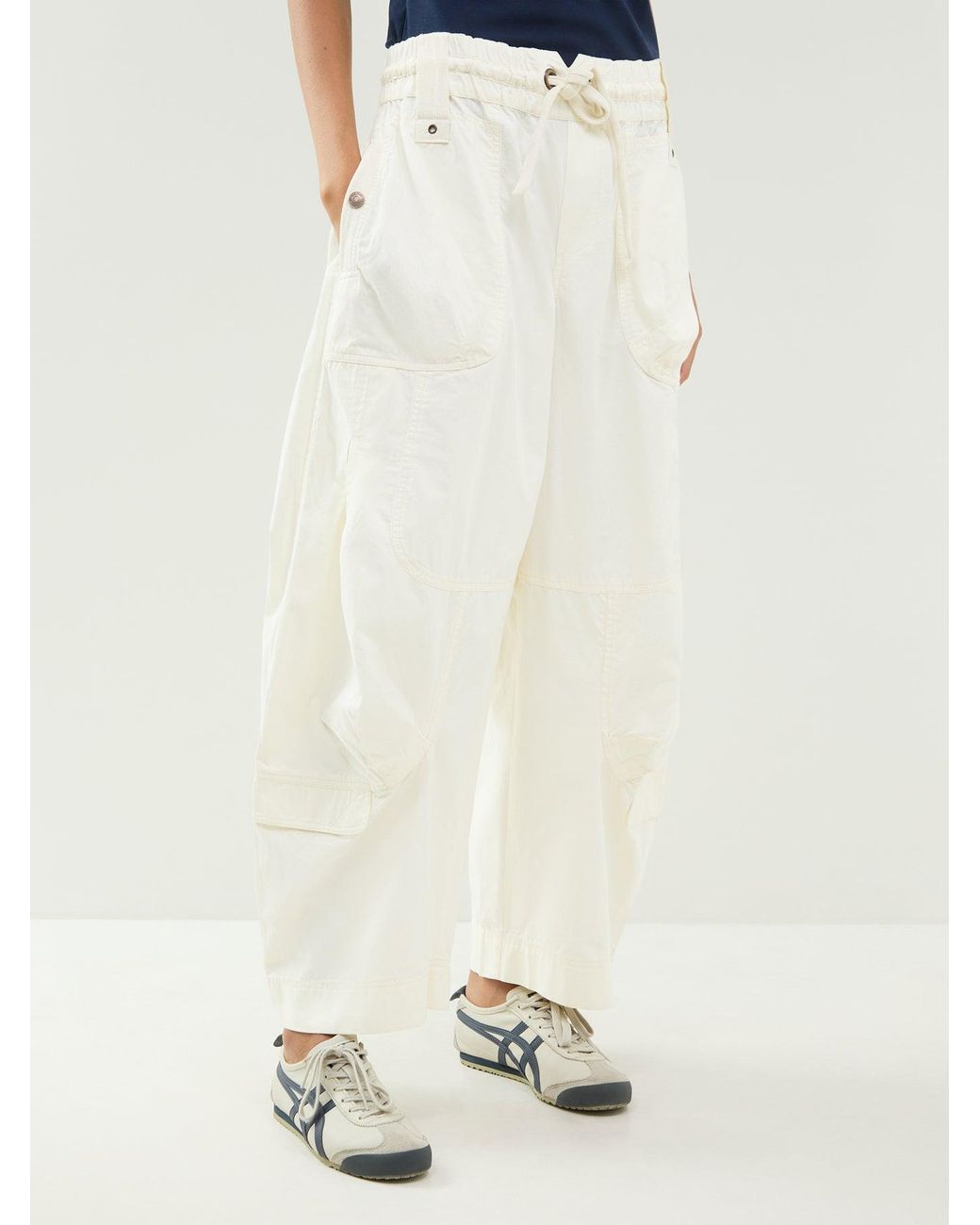 Free People White Onset Parachute Trousers