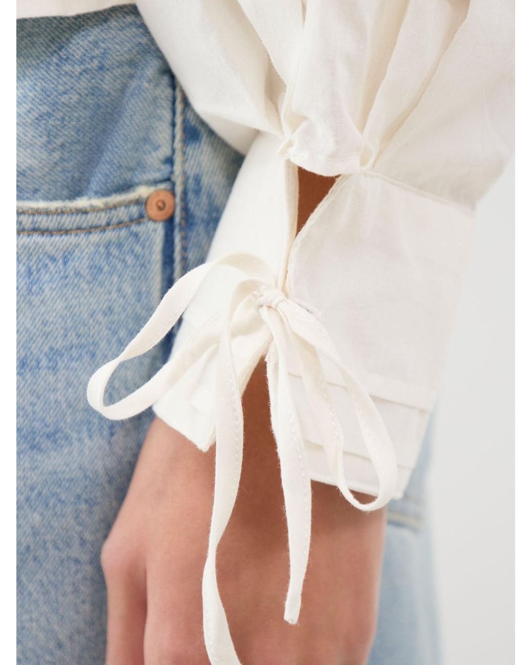 Free People White La Lune Long-Sleeved Blouse