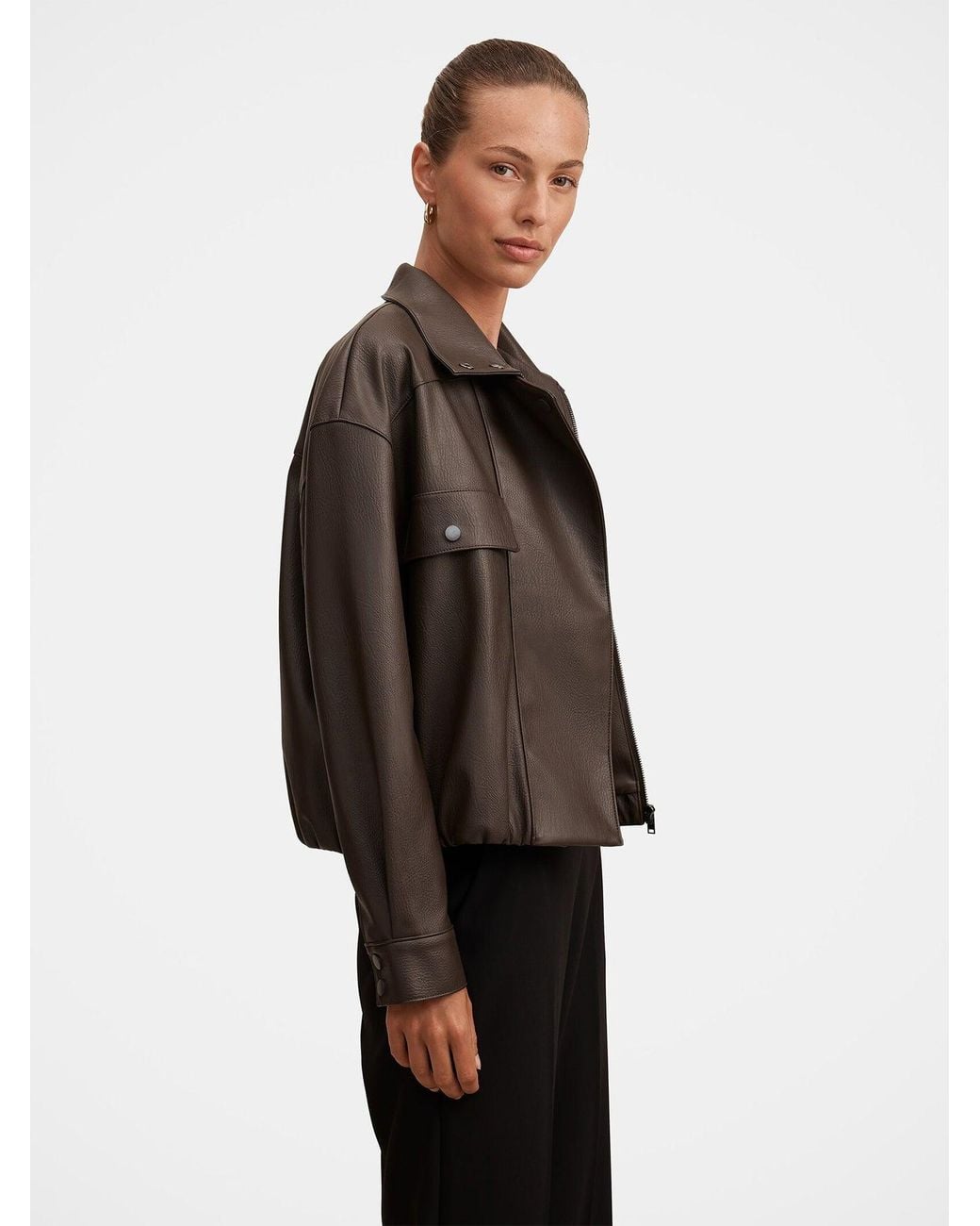 Forever New Brown Angela Oversized Vegan Bomber Jacket