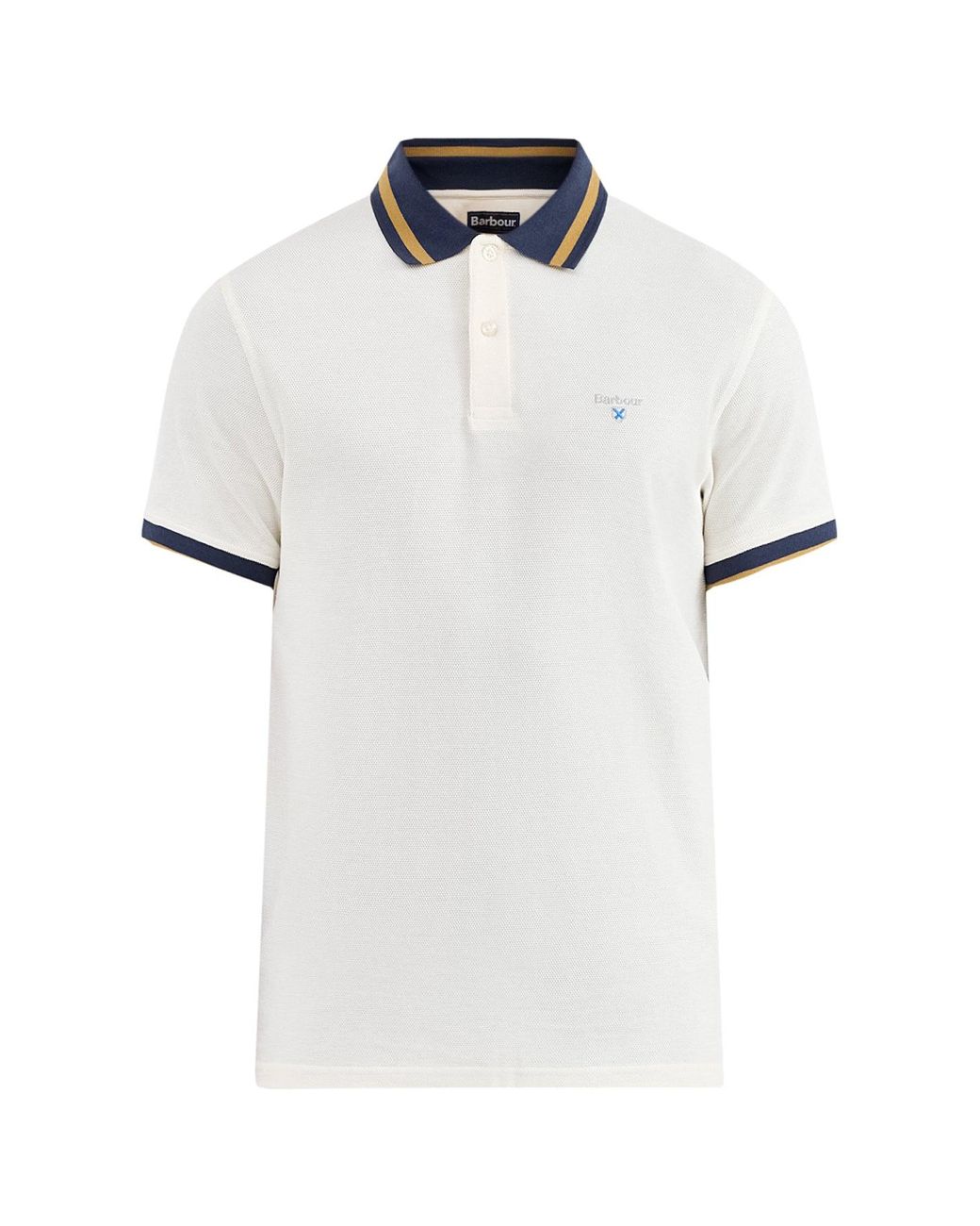 Barbour White Anthorn Textured Tailored Polo Shirt for men
