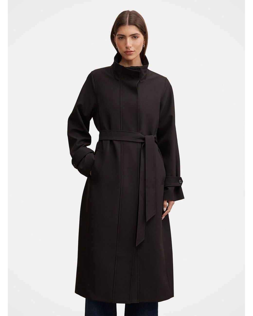Forever New Black Florence Funnel Neck Trench Coat