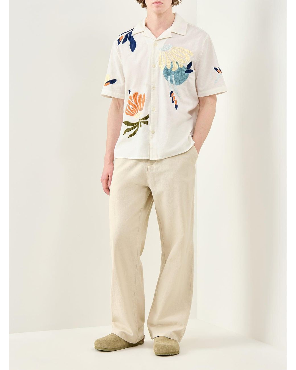 Only & Sons Natural Bob Cotton Linen Loose Trousers for men