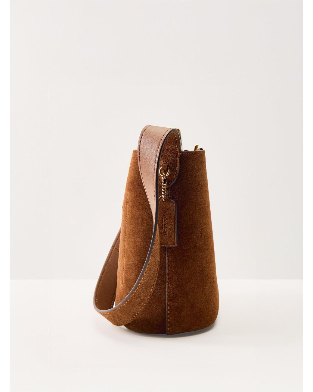 COACH Brown Bleecker 21 Suede Bucket Bag Warm