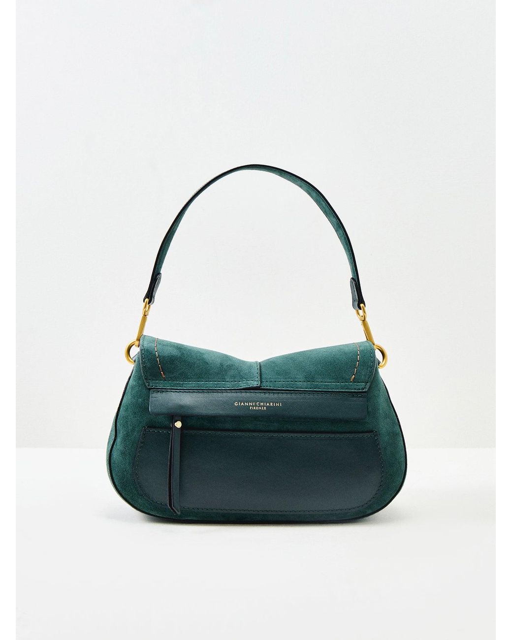 Gianni Chiarini Green Helena Round Suede Shoulder Bag