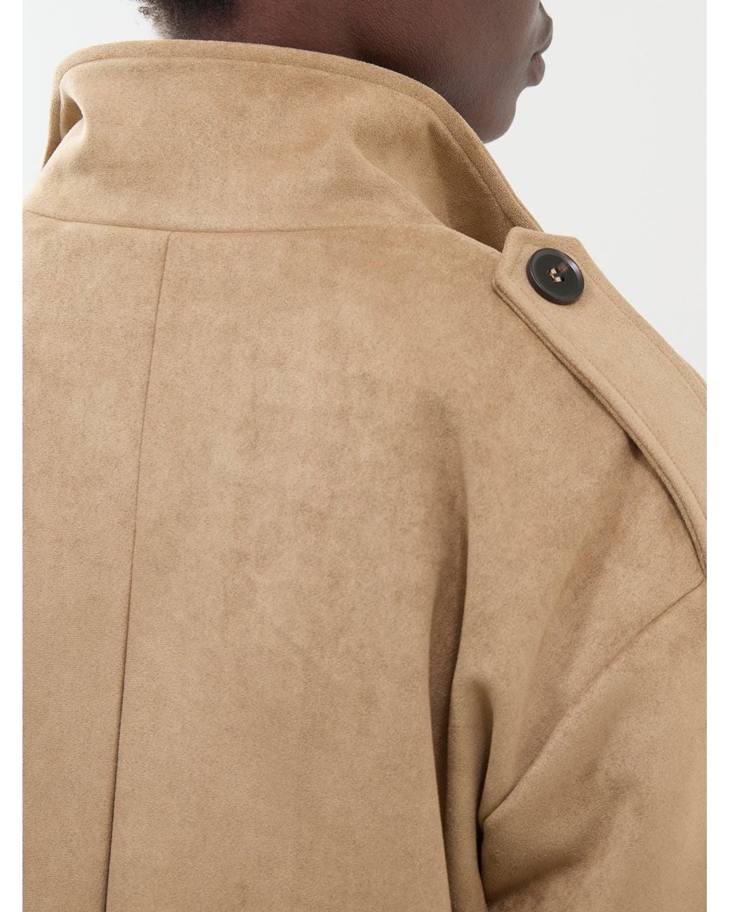 Pretty Lavish Natural Sophie Suede Grown Neck Bomber –