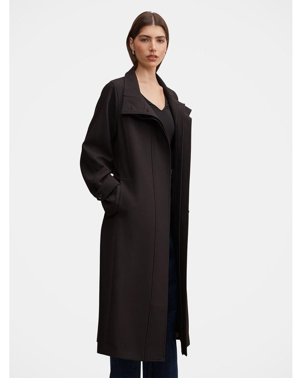 Forever New Black Florence Funnel Neck Trench Coat