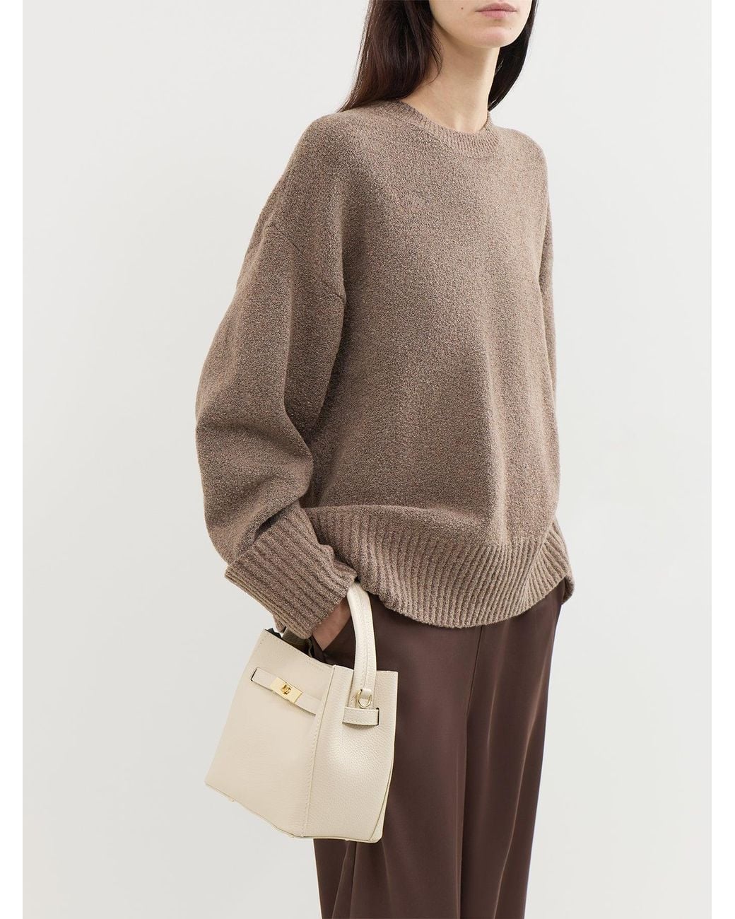 Marlon White Wonder Golden Lock Bucket Bag