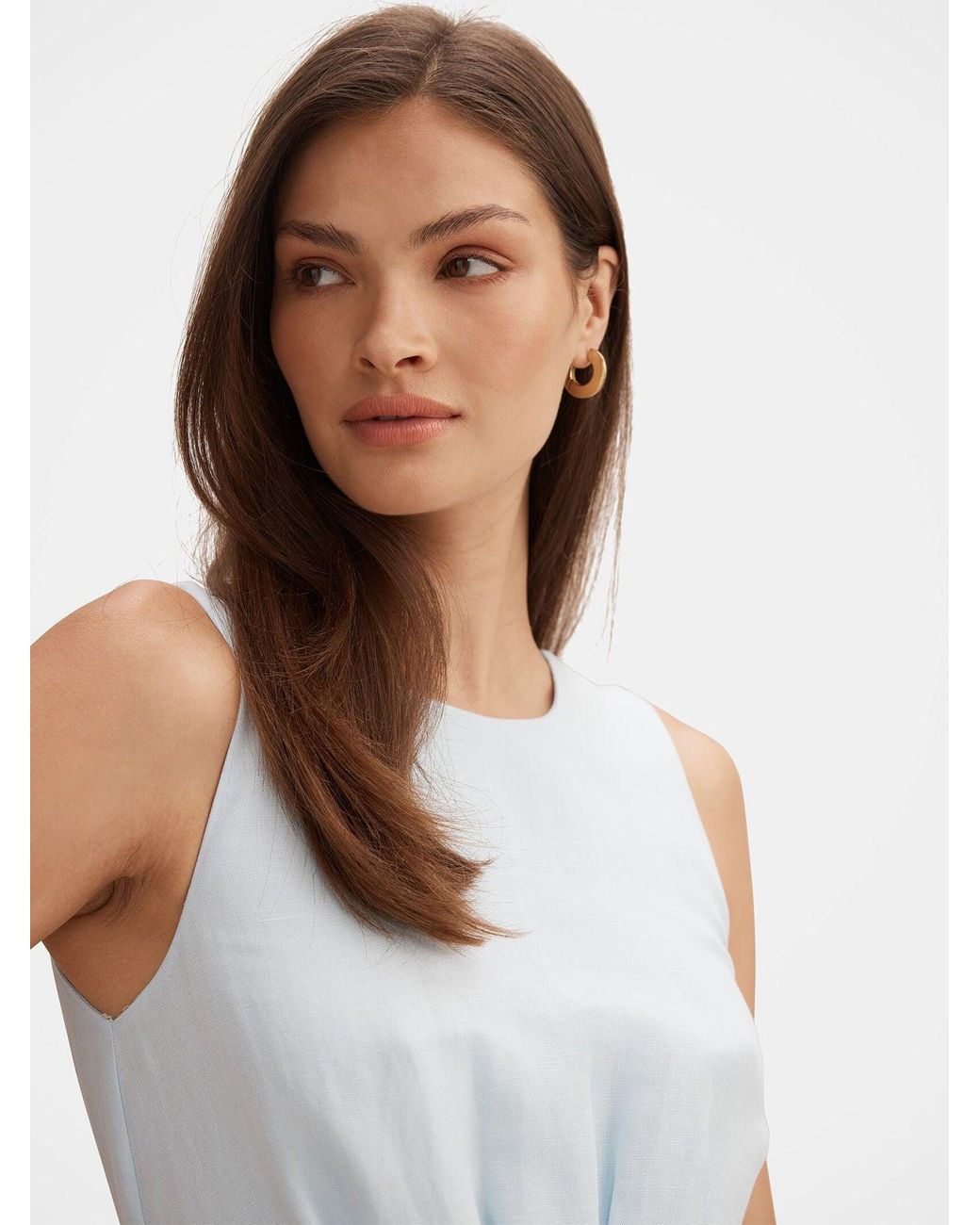 Forever New Blue Rosie Sleeveless Tuck Midi Dress
