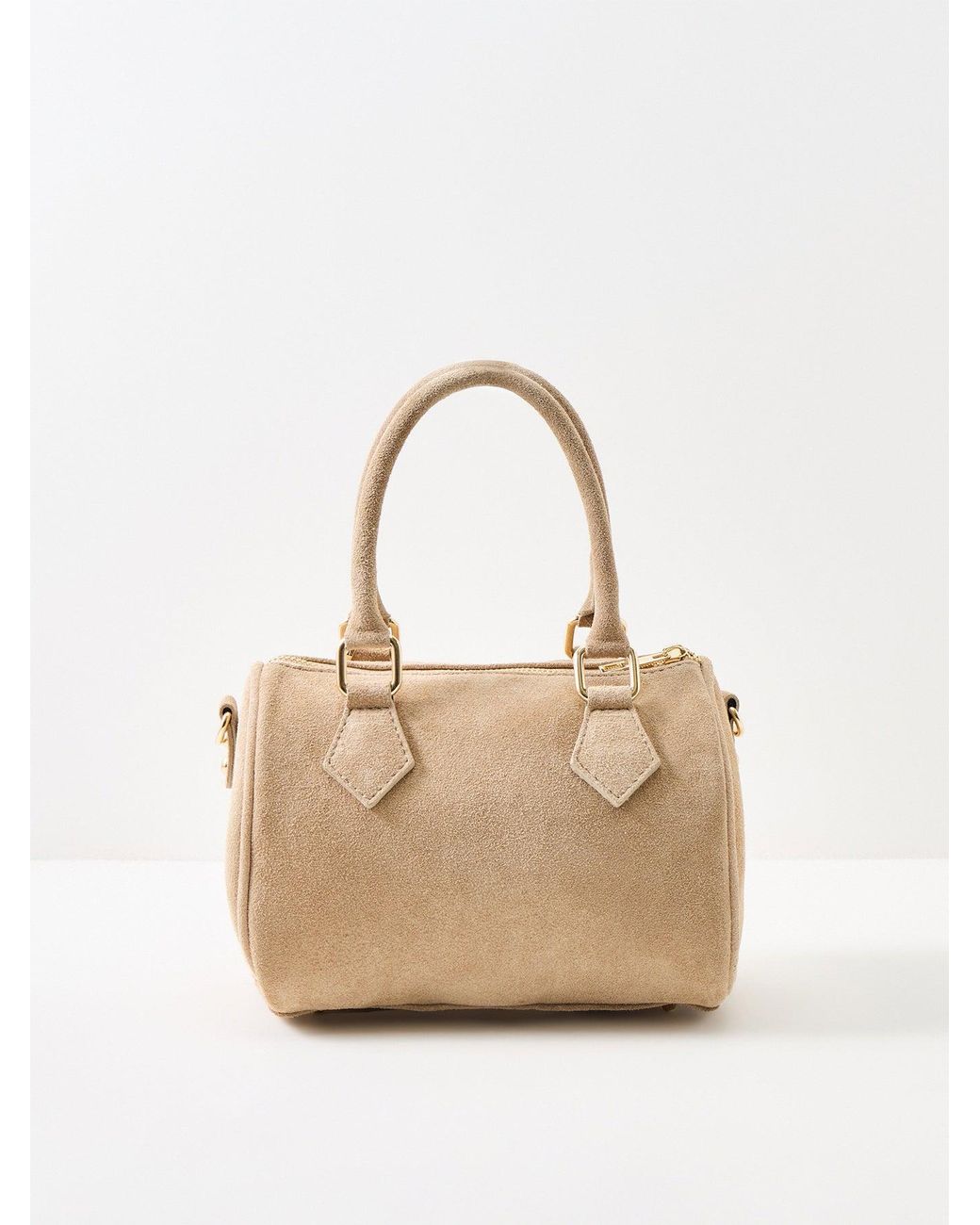 Marlon Black Bauletto Novo Small Suede Tote Bag Tan