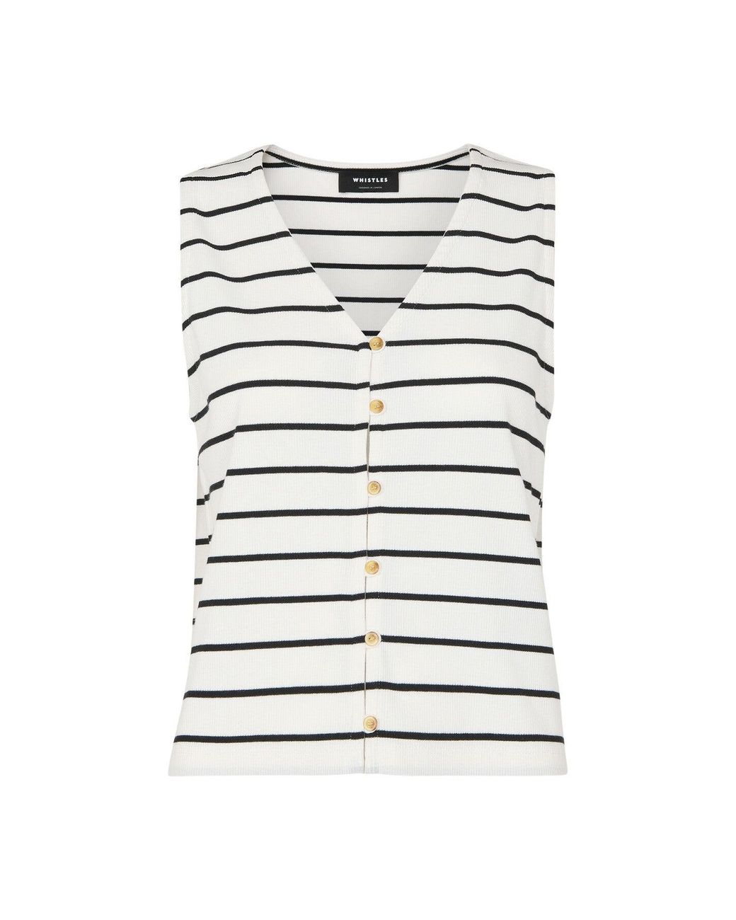 Whistles White Stripe Button Front Tank