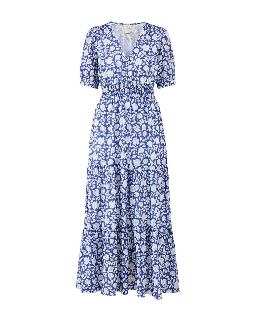 Aspiga Blue Billie Block Print Dress Hibiscus Print