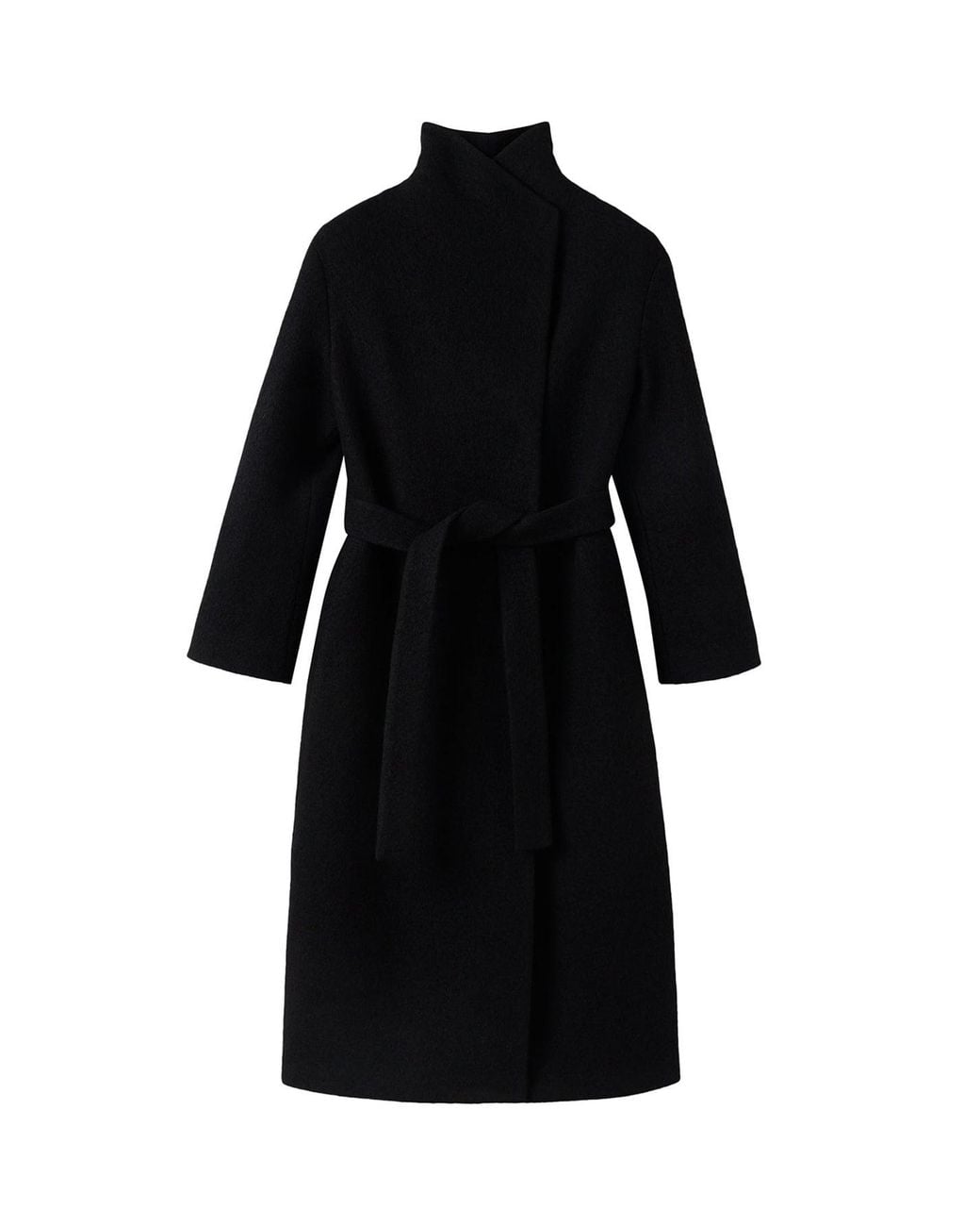 Whistles Black Funnel Neck Coat