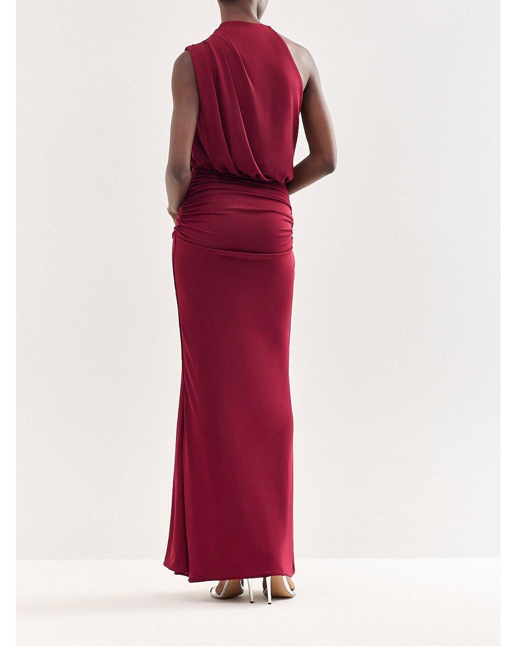 Club L London Red Umaira High Neck Maxi Dress Burgundy