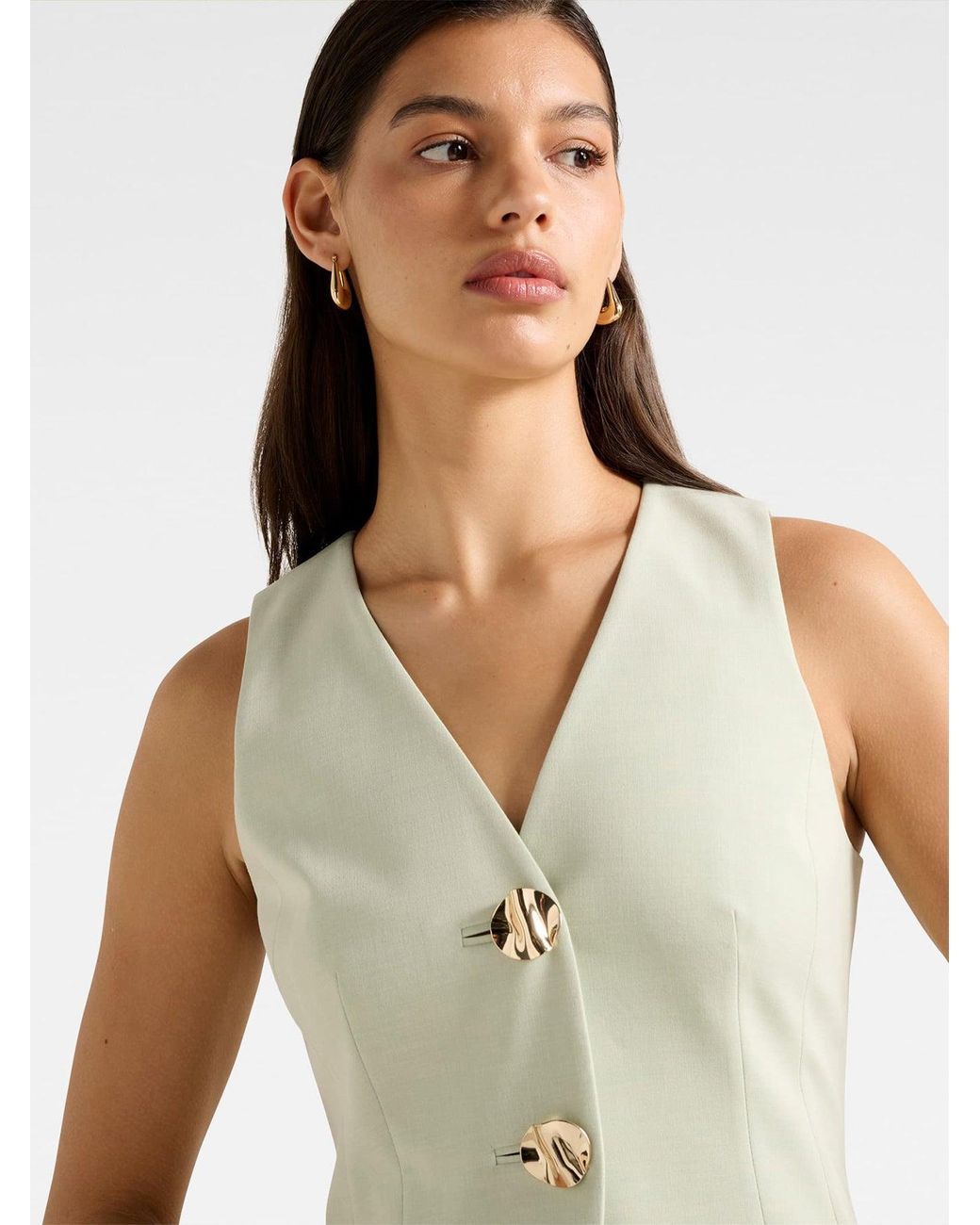 Forever New Green Veda Long Waistcoat