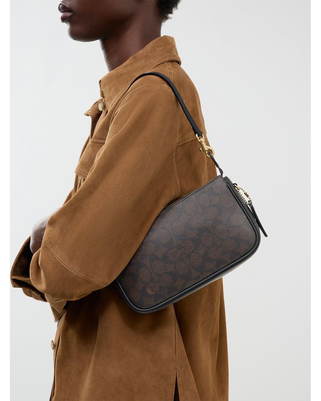 COACH Black Signature Plaza Shoulder Bag