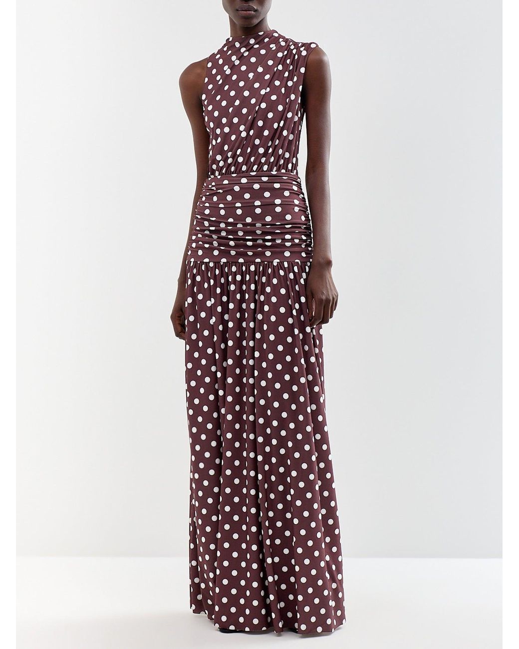 Club L London Purple Kelis Polka-Dot High-Neck Maxi Dress