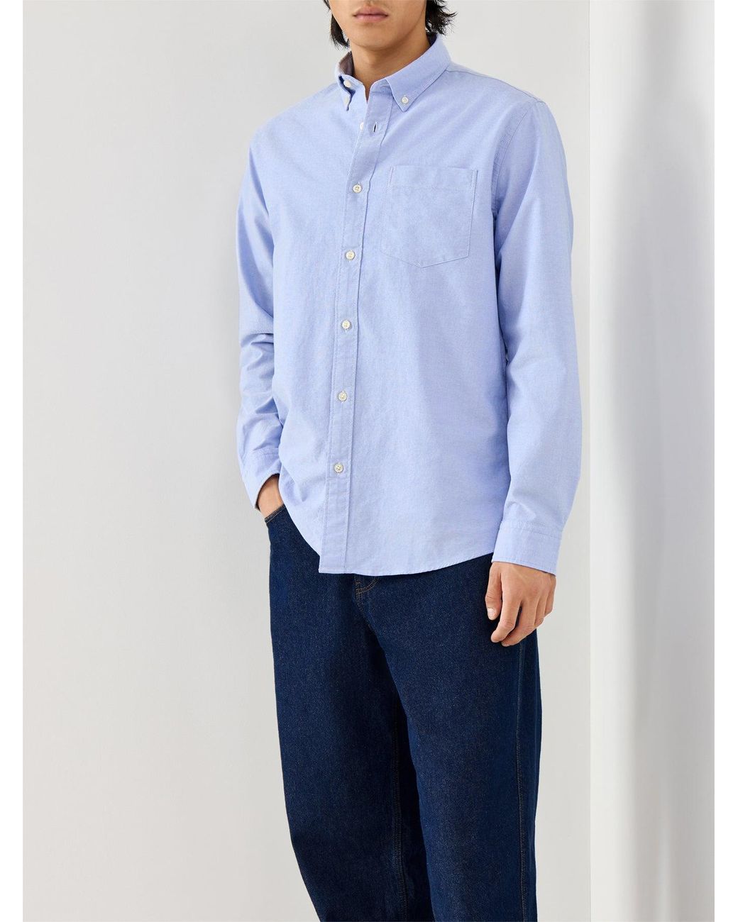 SELECTED Blue Regrick-Ox Shirt Long Sleeves for men