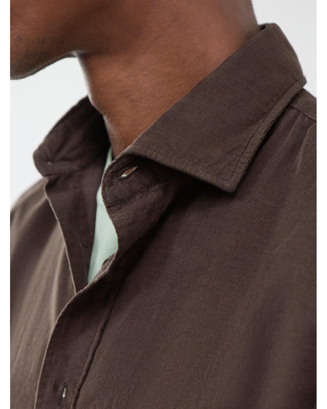 Hartford Brown Paul Baby Cord Shirt for men