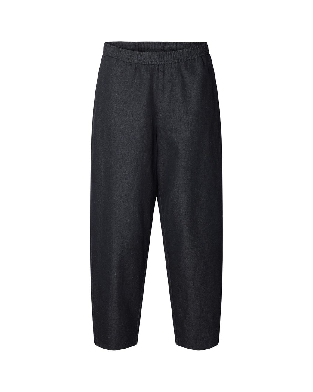 SELECTED Black Barrel Linen Blend Trousers for men
