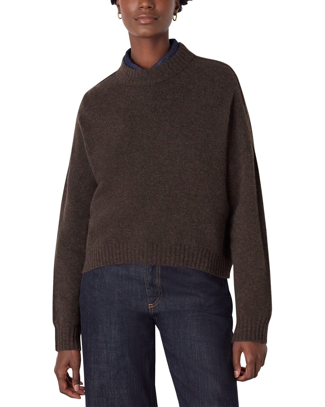 Whistles Black Curved Hem Knit