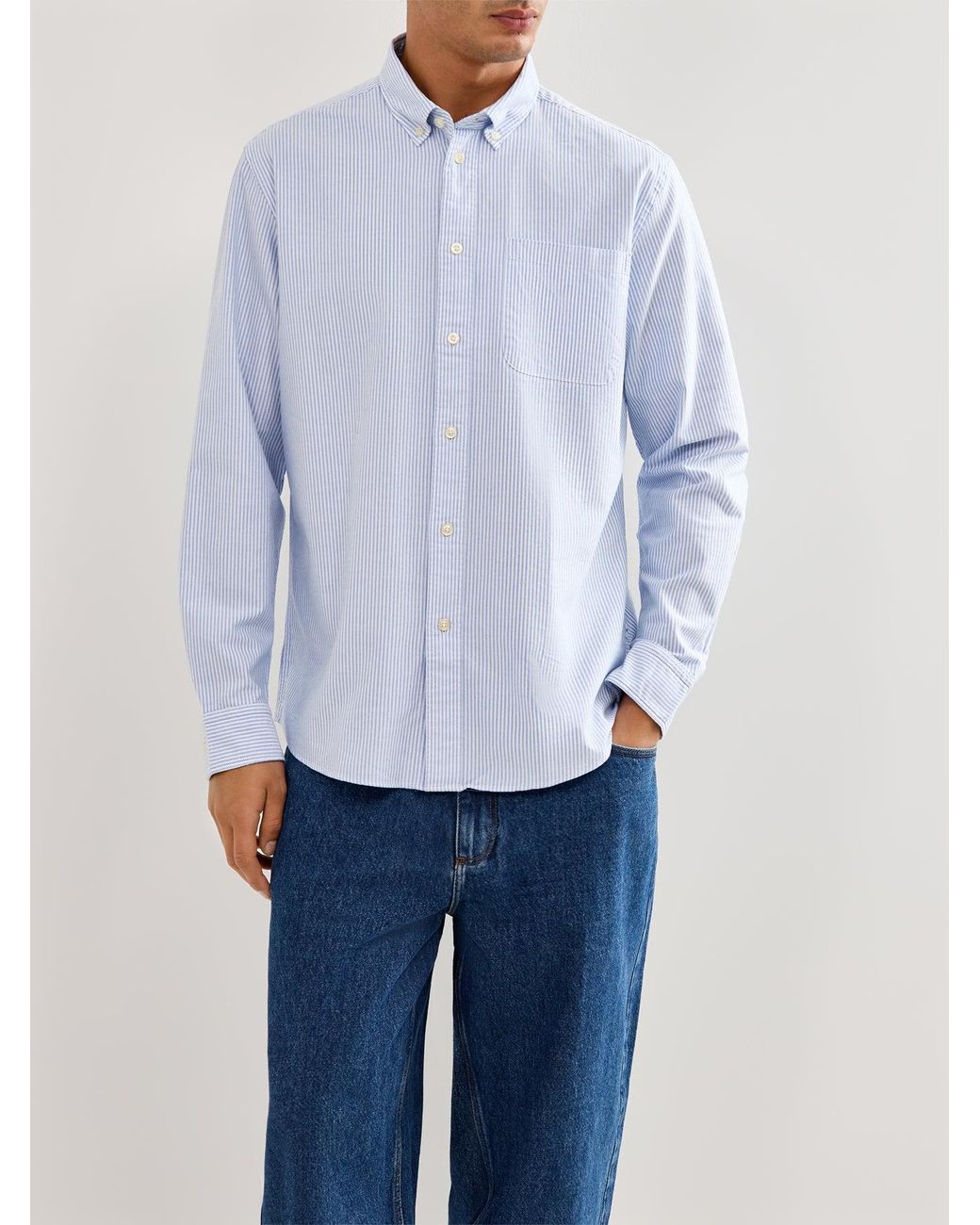 SELECTED Blue Oxford Shirt Sky Stripe for men