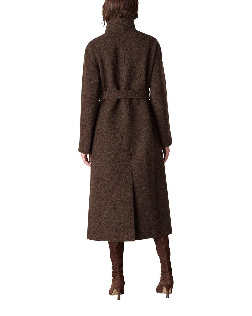 Whistles Brown Morgan Funnel Neck Coat Camel